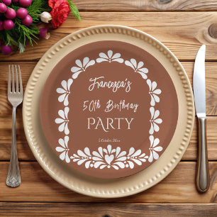 Mexicaanse fiesta party terracotta talavera op maa papieren bordje