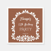 Mexicaanse fiesta party terracotta talavera op maa servet (Voorkant)