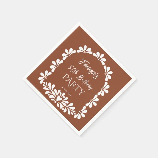 Mexicaanse fiesta party terracotta talavera op maa servet (Hoek)