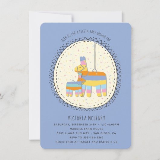 Mexicaanse Fiesta Piñata en babyshower uitnodiging (Voorkant)