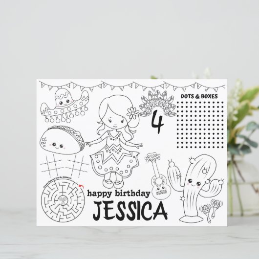 Mexicaanse fiesta placemats, Fiesta verjaardagsfee (Staand voorkant)