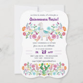 Mexicaanse FIESTA Quinceanera Folk Flowers Llama C Kaart (Voorkant)