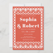 Mexicaanse Fiesta Red Papel Picado Boho Wedding Kaart (Voorkant)