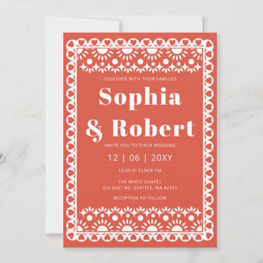 Mexicaanse Fiesta Red Papel Picado Boho Wedding Kaart (Voorkant)