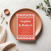 Mexicaanse Fiesta Red Papel Picado Boho Wedding Kaart