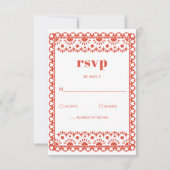 Mexicaanse Fiesta Red Papel Picado Boho Wedding RSVP Kaartje (Voorkant)