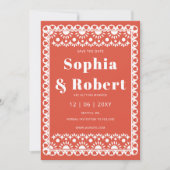 Mexicaanse Fiesta Red Papel Picado Boho Wedding Save The Date (Voorkant)