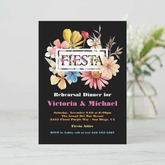 Mexicaanse Fiesta repetitie Diner geperste bloemen Kaart (Staand voorkant)