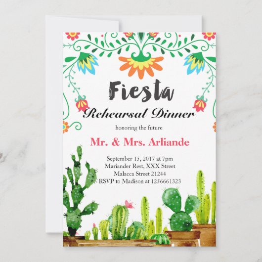 Mexicaanse Fiesta repetitie diner uitnodiging (Voorkant)