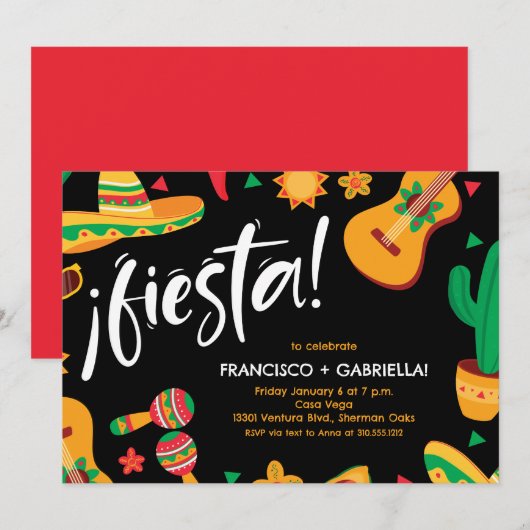 Mexicaanse Fiesta repetitie diner uitnodiging (Voorkant / Achterkant)