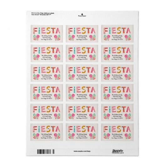 Mexicaanse Fiesta retouradres label (Full Sheet)
