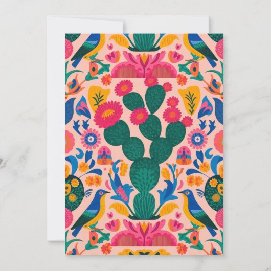 Mexicaanse Fiesta Roze Bloemen Bruids Fiesta Douch Kaart (Achterkant)