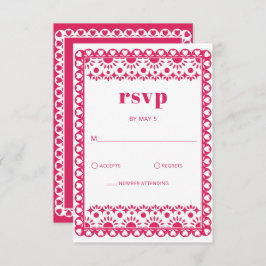Mexicaanse Fiesta Roze Papel Picado Boho Huwelijk RSVP Kaartje