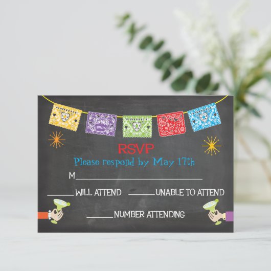Mexicaanse Fiesta RSVP-kaarten RSVP Kaartje (Staand voorkant)