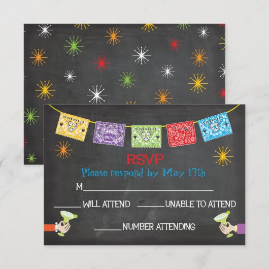 Mexicaanse Fiesta RSVP-kaarten RSVP Kaartje (Voorkant / Achterkant)