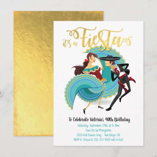 Mexicaanse Fiesta Spaans dansespaar geboortedag Kaart (Voorkant / Achterkant)