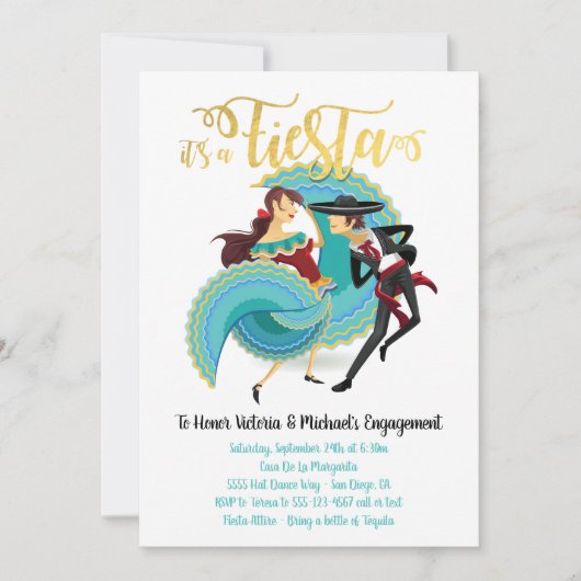 Mexicaanse Fiesta Spaanse Dansers Uitnodiging (Voorkant)
