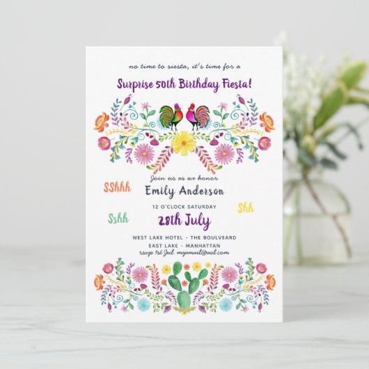 Mexicaanse FIESTA SURPRISE Verjaardagsuitnodiging  Kaart (Staand voorkant)