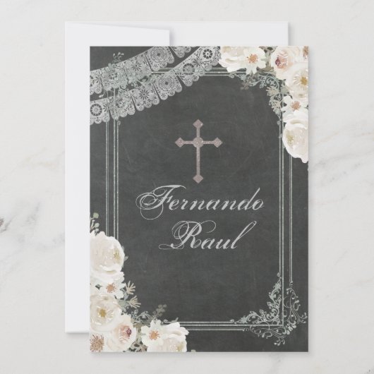 Mexicaanse Fiesta Sylver Boy doop en verjaardag Kaart (Achterkant)