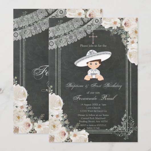 Mexicaanse Fiesta Sylver Boy doop en verjaardag Kaart (Voorkant / Achterkant)