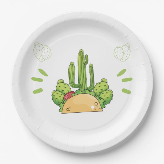 Mexicaanse Fiesta Taco Cactus Papieren Bordje (Voorkant)