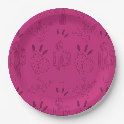 Mexicaanse Fiesta Taco Cactus Pink Papieren Bordje (Voorkant)
