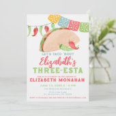 Mexicaanse Fiesta Taco Drie-esta Verjaardag Kaart (Staand voorkant)