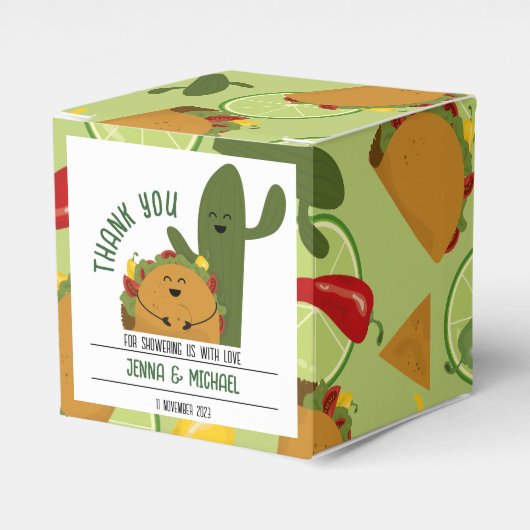 Mexicaanse fiesta taco koppels baby shower bedankdoosjes (Voorkant Zijde)