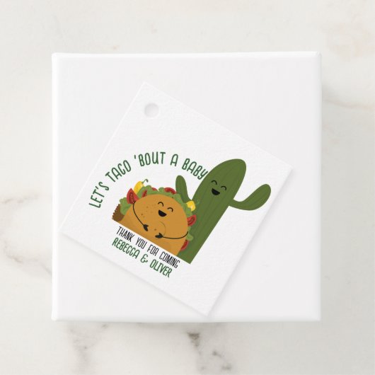 Mexicaanse fiesta taco koppels baby shower bedankjes labels (In situ)