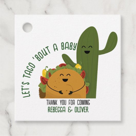 Mexicaanse fiesta taco koppels baby shower bedankjes labels (Voorkant)
