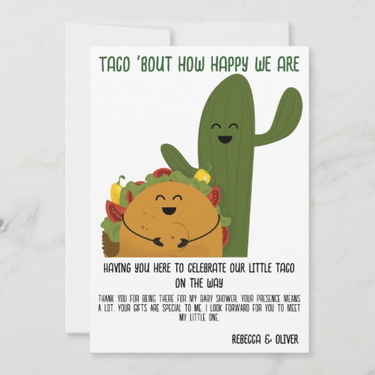 Mexicaanse fiesta taco koppels baby shower dank u bedankkaart (Voorkant)