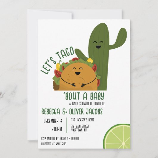 Mexicaanse fiesta taco koppels Baby shower Uitnodi Kaart (Voorkant)