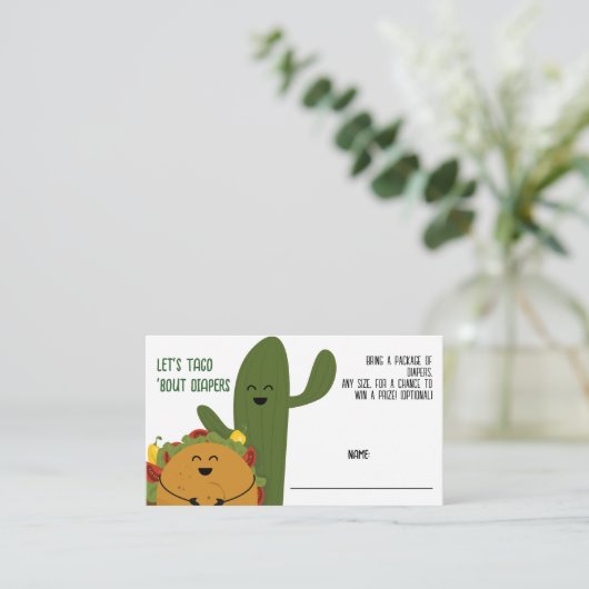 Mexicaanse fiesta taco koppels Luier Raffle Informatiekaartje (Staand voorkant)