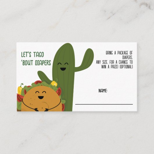 Mexicaanse fiesta taco koppels Luier Raffle Informatiekaartje (Voorkant)