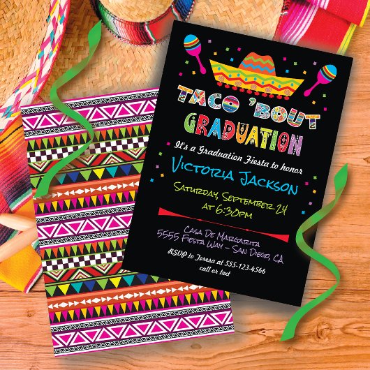 Mexicaanse Fiesta taco over Graduation Party Kaart