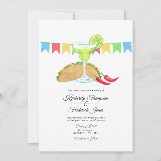 Mexicaanse Fiesta Taco 'over liefde bruiloft Kaart (Voorkant)