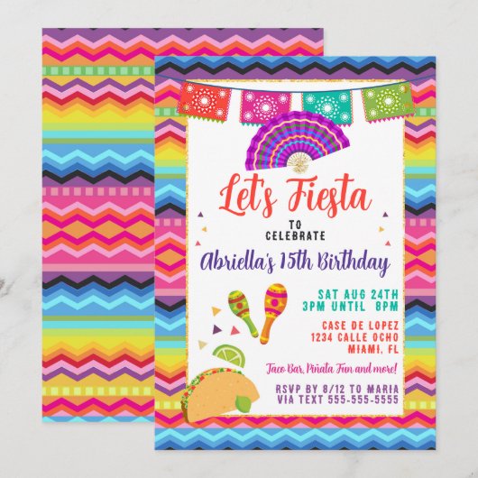 Mexicaanse Fiesta Taco Party Kaart (Voorkant / Achterkant)