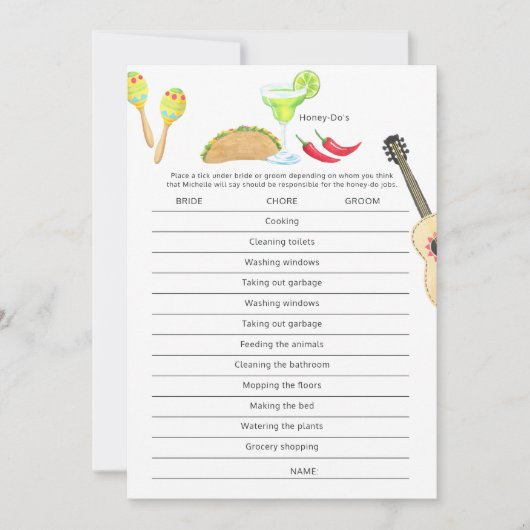 Mexicaanse Fiesta Taco's over het spel Love Honey  Kaart (Voorkant)