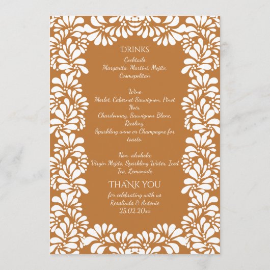 Mexicaanse fiesta talavera terracotta menu (Achterkant)