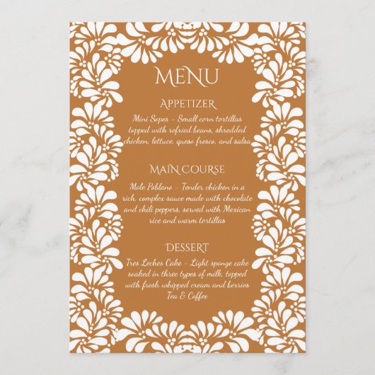 Mexicaanse fiesta talavera terracotta menu (Voorkant)