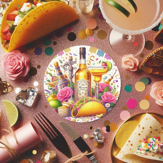 Mexicaanse Fiesta Tequila bruiloft Ronde Sticker