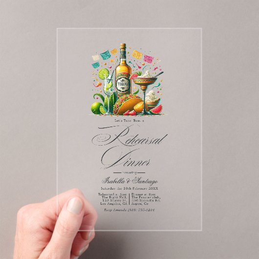 Mexicaanse Fiesta Tequila repetitie diner Acryl Uitnodigingen (Insitu (Draagbaar))