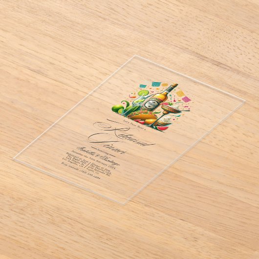 Mexicaanse Fiesta Tequila repetitie diner Acryl Uitnodigingen (Laagn)