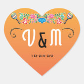 Mexicaanse Fiesta trouwstickers Hart Sticker (Voorkant)