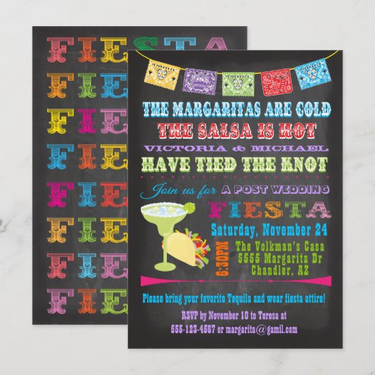 Mexicaanse Fiesta Uitnodiging na de Bruiloft (Voorkant / Achterkant)
