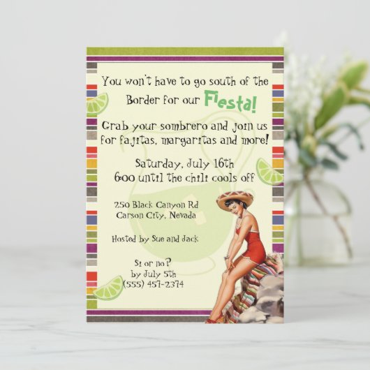 Mexicaanse Fiesta Uitnodiging Voor Volwassenenfees (Staand voorkant)