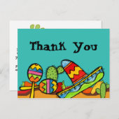 Mexicaanse Fiesta Verjaardag Bedankt Briefkaart (Voorkant / Achterkant)