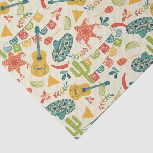 Mexicaanse Fiesta Verjaardag Patroon Tissuepapier (Detail)