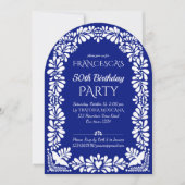 Mexicaanse fiesta verjaardagsfeest blauwe talavera kaart (Voorkant)