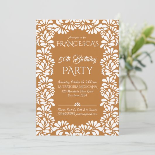 Mexicaanse fiesta verjaardagsfeest terracotta tala kaart (Staand voorkant)